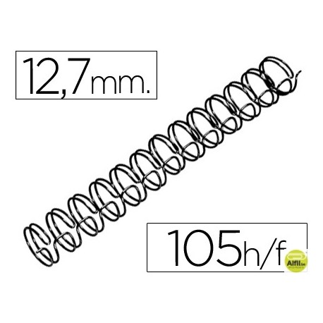 ESPIRAL WIRE 3:1 12,7 MM N.8 NEGRO CAPACIDAD 105 HOJAS CAJA DE 100 UNIDADES