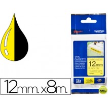 CINTA BROTHER TZE-S631 AMARILLO-NEGRO 12MM LONGITUD 8 MT SUPERADHESIVA