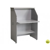 MOSTRADOR DE RECEPCION RECTO WELCOME 5003AB02 ESTRCTURA ALUMINIO Y TABLERO GRIS 80X67X118CM
