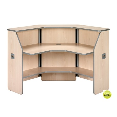 MOSTRADOR DE RECEPCIøN ANGULAR90Ì WELCOME 5002AA01 ESTRUCTURA DE HAYA Y TABLERO DE HAYA 68X68X118 CM