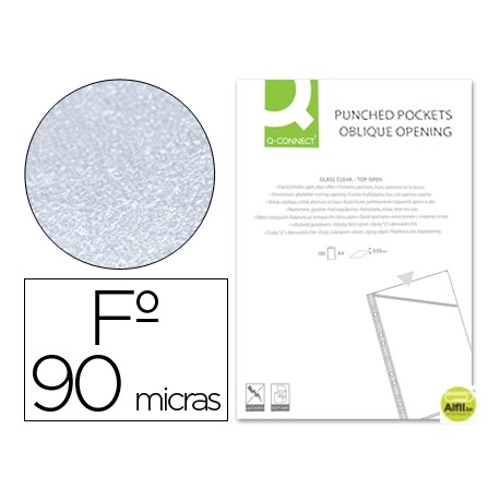 FUNDA Q-CONNECT CORTE OBLICUO 4 TALADROS PVC 90 MY