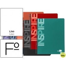 BLOC ESPIRAL LIDERPAPEL FOLIO INSPIRE TAPA EXTRADURA 80H 60G LISO. COLORES SURTIDOS