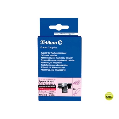 RODILLO ENTINTADO PELIKAN IR40T NEGRO/ROJO 2 UNID