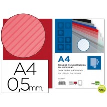 TAPA ENCUADERNACION LIDERPAPEL POLIPROPILENO RAYADO A4 0.5MM ROJA