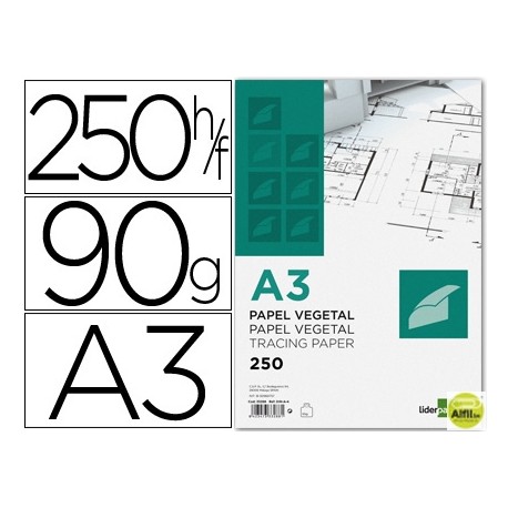 PAPEL DIBUJO LIDERPAPEL 297X420MM 90G/M2 VEGETAL