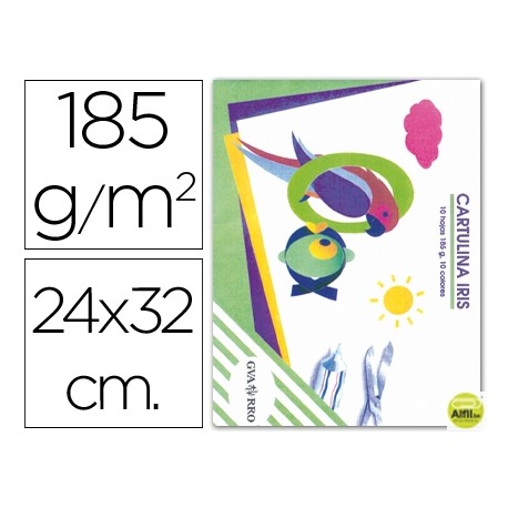 CARTULINA IRIS 185 GRS 24X32 EN MINIPACK DE 10 HOJAS