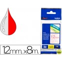 CINTA BROTHER TZE-132 TRANSPARENTE-ROJO 12MM LONGITUD 8 MT