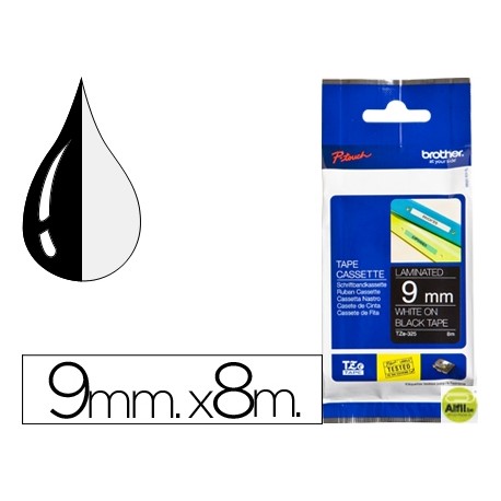 CINTA BROTHER TZE-325 NEGRO-BLANCO 9MM LONGITUD 8MT