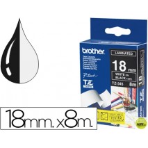 CINTA BROTHER TZE-345 NEGRO-BLANCO 18MM LONGITUD 8MT