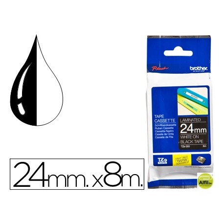CINTA BROTHER TZE-355 NEGRO-BLANCO 24MM LONGITUD 8MT
