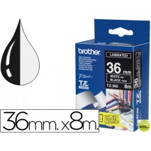 CINTA BROTHER TZ-365 NEGRO-BLANCO 36MM LONGITUD 8MT