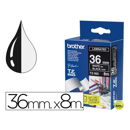 CINTA BROTHER TZ-365 NEGRO-BLANCO 36MM LONGITUD 8MT