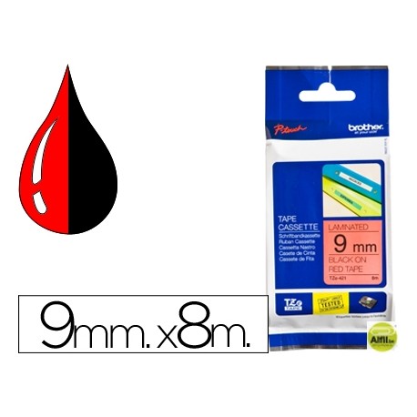CINTA BROTHER TZE-421 ROJO-NEGRO 9MM LONGITUD 8MT
