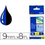 CINTA BROTHER TZE-521 AZUL-NEGRO 9MM LONGITUD 8MT