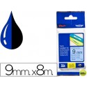 CINTA BROTHER TZE-521 AZUL-NEGRO 9MM LONGITUD 8MT