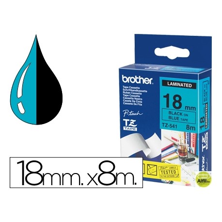 CINTA BROTHER TZ-541 AZUL-NEGRO 18MM LONGITUD 8MT
