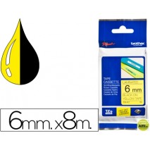 CINTA BROTHER TZE-611 AMARILLO-NEGRO 6MM LONGITUD 8MT