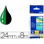 CINTA BROTHER TZE-751 VERDE-NEGRO 24MM LONGITUD 8 MT