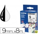 CINTA BROTHER TZEN221 NEGRO SOBRE BLANCO 9 MM NO LAMINADA