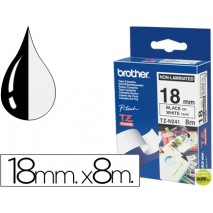 CINTA BROTHER TZ-N241 NEGRO SOBRE BLANCO 18 MM NO LAMINADA
