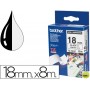CINTA BROTHER TZ-N241 NEGRO SOBRE BLANCO 18 MM NO LAMINADA