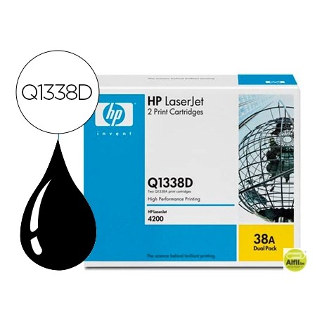 TONER HP LASERJET NEGRO Q1338A LJ4200 PACK 2 12.000 PAG