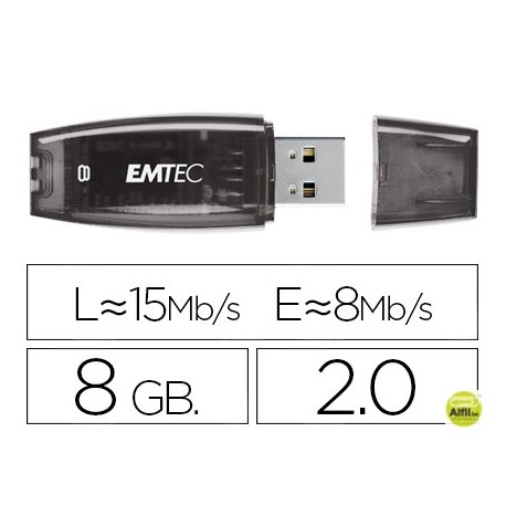 MEMORIA USB EMTEC FLASH C410 8 GB 2.0 NEGRO