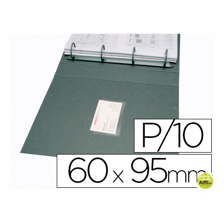FUNDA AUTOADHESIVA Q-CONNECT PARA TARJETAS DE VISITA 60X95MM PACK DE 10 UNIDADES