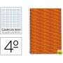 BLOC ESPIRAL LIDERPAPEL CUARTO MULTILIDER TAPA FORRADA 80H 70G CUADRO 4MM CON MARGEN. NARANJA