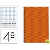 BLOC ESPIRAL LIDERPAPEL CUARTO MULTILIDER TAPA FORRADA 80H 70G CUADRO 4MM CON MARGEN. NARANJA