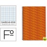 BLOC ESPIRAL LIDERPAPEL FOLIO MULTILIDER TAPA FORRADA 80H 70G CUADRO 4MM CON MARGEN. NARANJA