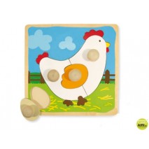 PUZZLE DISET DE MADERA GALLINA