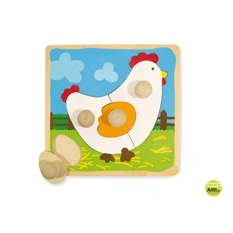 PUZZLE DISET DE MADERA GALLINA