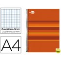 BLOC ESPIRAL LIDERPAPEL A4 MICRO CLASSIC TAPA FORRADA 160H 60G CUADRO 5MM 5 BANDAS 4 TALADROS. NARAN
