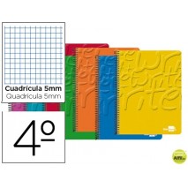 BLOC ESPIRAL LIDERPAPEL CUARTO WRITE TAPA CARTONCILLO 80H 60G CUADRO 5MM. COLORES SURTIDOS