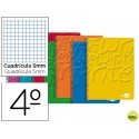 BLOC ESPIRAL LIDERPAPEL CUARTO WRITE TAPA CARTONCILLO 80H 60G CUADRO 5MM. COLORES SURTIDOS