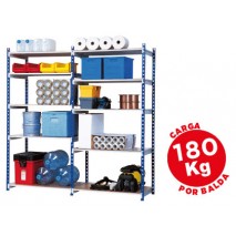 ESTANTERIA FAST-PAPERFLOW METALICA AZUL 5 ESTANTES GRIS 180KG POR ESTANTE 900KG POR MODULO 200X100X7