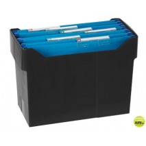 SOPORTE SOBREMESACARPETAS COLGANTES NEGRO DE POLIESTIRENO PARA FORMATO DIN A4 CAPACIDAD 20 CARPETAS