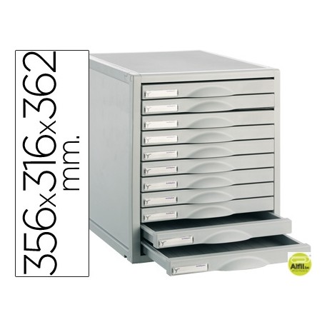 FICHERO CAJONES DE SOBREMESA 8211C 356X316X362 MM 11 CAJONES COLOR GRIS