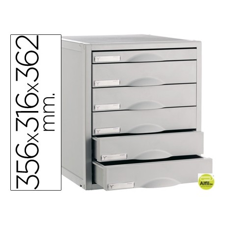 FICHERO CAJONES DE SOBREMESA 8206C 356X316X362 MM 6CAJONES COLOR GRIS