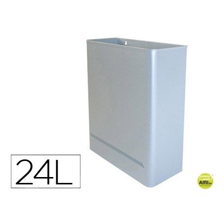 PAPELERA METALICA DE PARED 24L. 460X350X150 MM PLATA