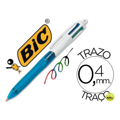 BOLIGRAFO BIC CUATRO COLORES CON GRIP DE CAUCHO ERGONOMICO PUNTA MEDIA 1MM
