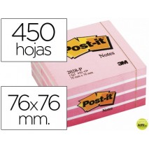 BLOC DE NOTAS ADHESIVAS QUITA Y PON POST-IT 76X76 MM CUBO COLOR ROSA NEON 450 HOJAS