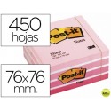 BLOC DE NOTAS ADHESIVAS QUITA Y PON POST-IT 76X76 MM CUBO COLOR ROSA NEON 450 HOJAS