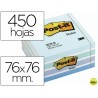 BLOC DE NOTAS ADHESIVAS QUITA Y PON POST-IT 76X76 MM CUBO COLOR AZUL PASTEL 450 HOJAS