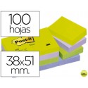 BLOC DE NOTAS ADHESIVAS QUITA Y PON POST-IT 38X51 MM ULTRA INTENSO SURTIDO PACK DE 12 BLOCS