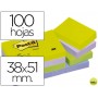 BLOC DE NOTAS ADHESIVAS QUITA Y PON POST-IT 38X51 MM ULTRA INTENSO SURTIDO PACK DE 12 BLOCS
