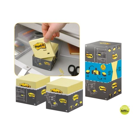 BLOC NOTAS ADHESIVAS QUITA Y PON "FACIL DE ALMACENAR" 38X51 MM -PACK DE 24 BLOCS