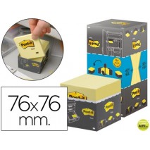 BLOC DE NOTAS ADHESIVAS QUITA Y PON FACIL DE ALMACENAR 76X76 MM -PACK DE 16 BLOCS