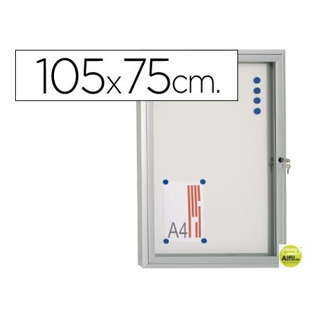 VITRINA DE ANUNCIO 105X75 PARAEXTERIOR COM MARCO ALUMINIO CERRADURA Y PUERTA ABATIBLE